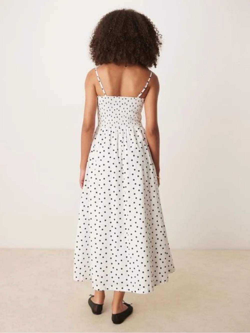 NWT Abercrombie Sydney Smocked Dipped-Waist Polka Dot Midi Dress Size Small - Picture 5 of 14